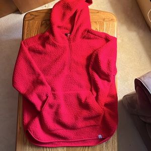 Lands End Pm red Quater zip hoodie